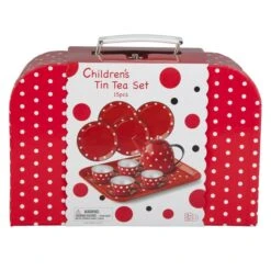 Kinder Teeservice Rot-weiß 15-teilig Besttoy -Vollständiger Spielwarenladen kaffee 03